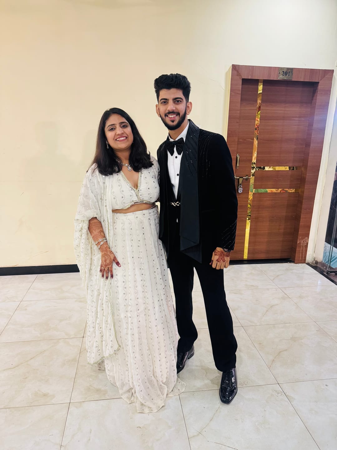 Customer photo review of Astoria Ivory Mirror Work Lehenga Set