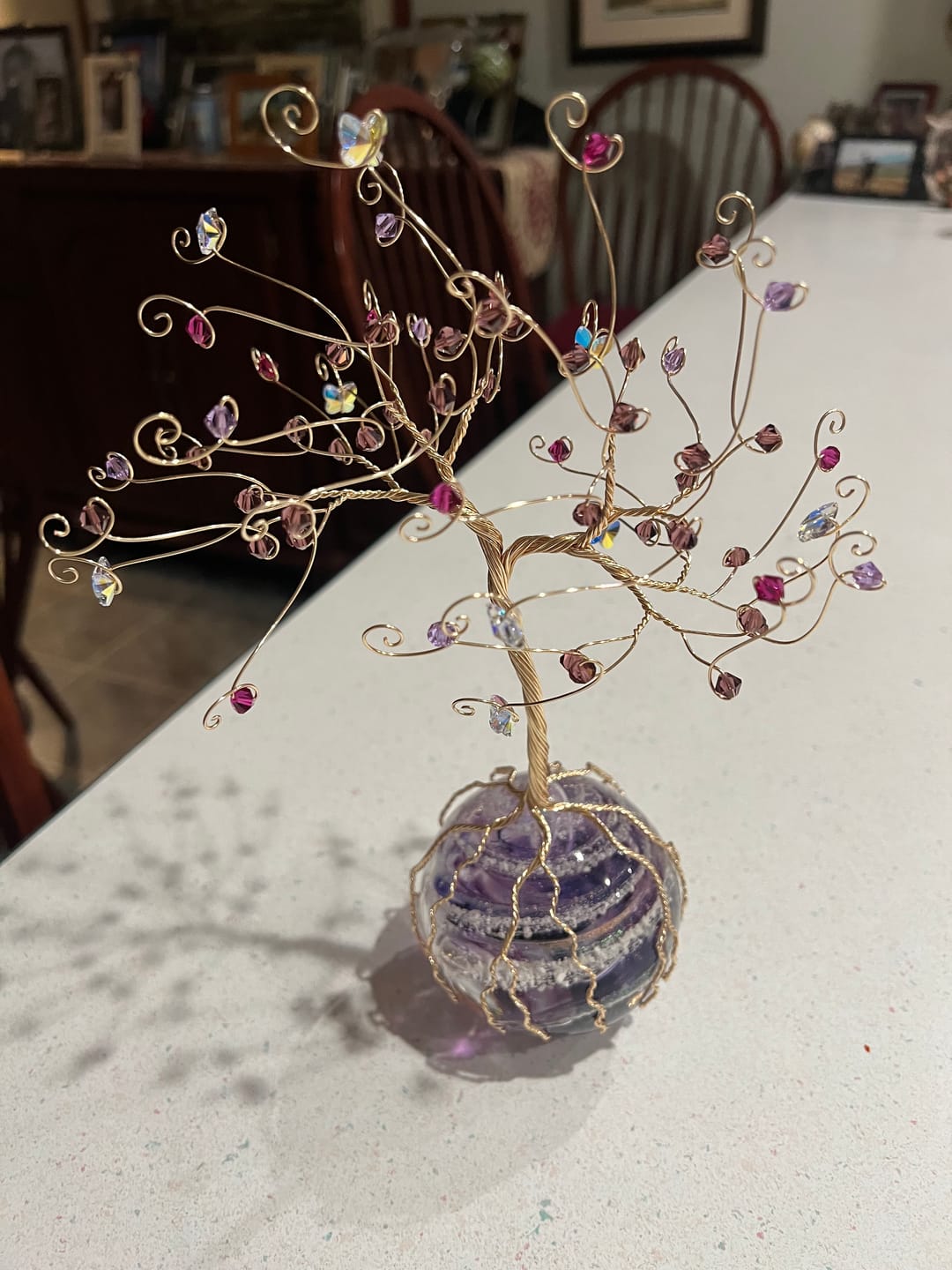 Customer photo review of Crystal Butterfly Tree of Life with Purple Sparkle Orb