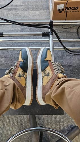 Customer photo review of The great wave off Kanagawa inspired sneakers