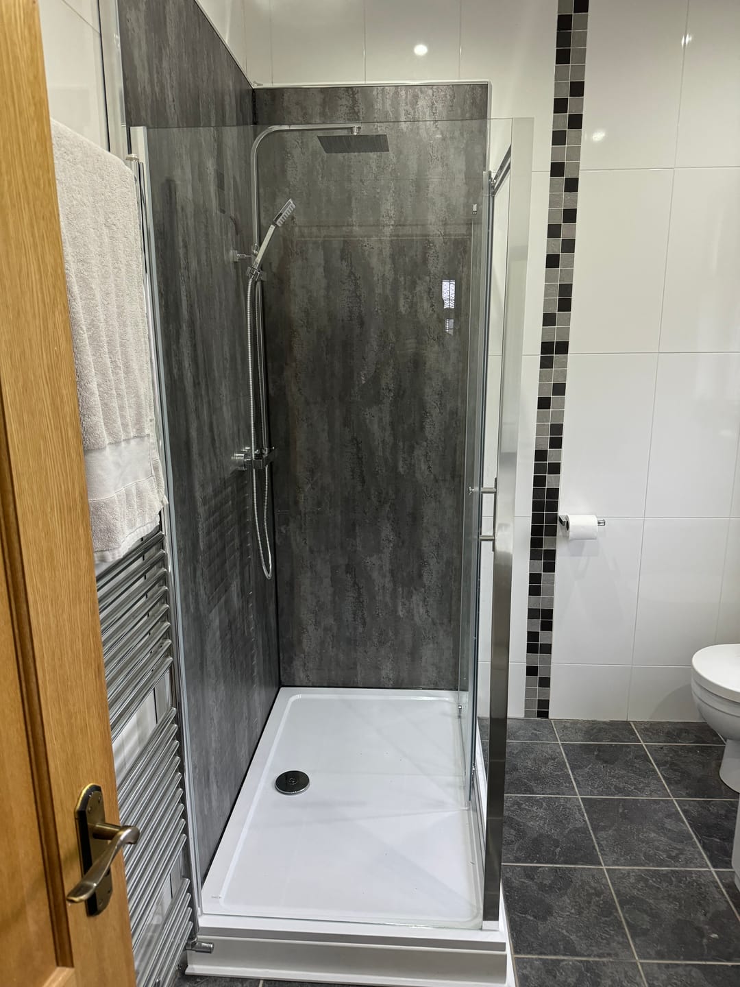 Customer photo review of Premium Black Graphite Matt Shower Wall Panel – 1M x 2.4M