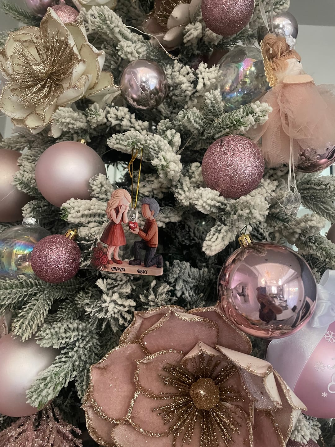 Customer photo review of Couple Marriage Proposal - Personalized Acrylic Ornament - Newly Engaged Gift, "She Said Yes!" Ornament, Just Engaged Gifts for Couples