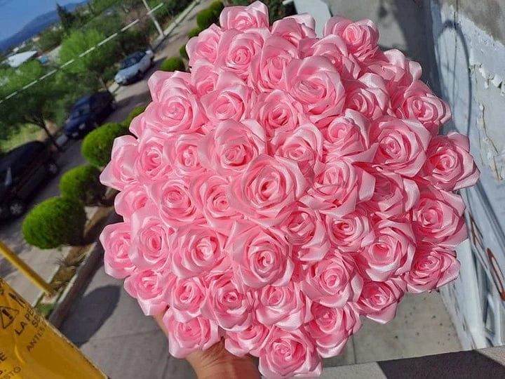 Customer photo review of Eternal Rose Bouquet - HandMade From Satin Ribbon | Valentines Couples Gift 1st Anniversary gift(Never Wither)