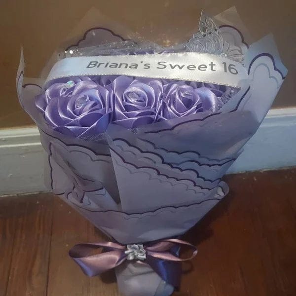 Customer photo review of Eternal Rose Bouquet - HandMade From Satin Ribbon | Valentines Couples Gift 1st Anniversary gift(Never Wither)