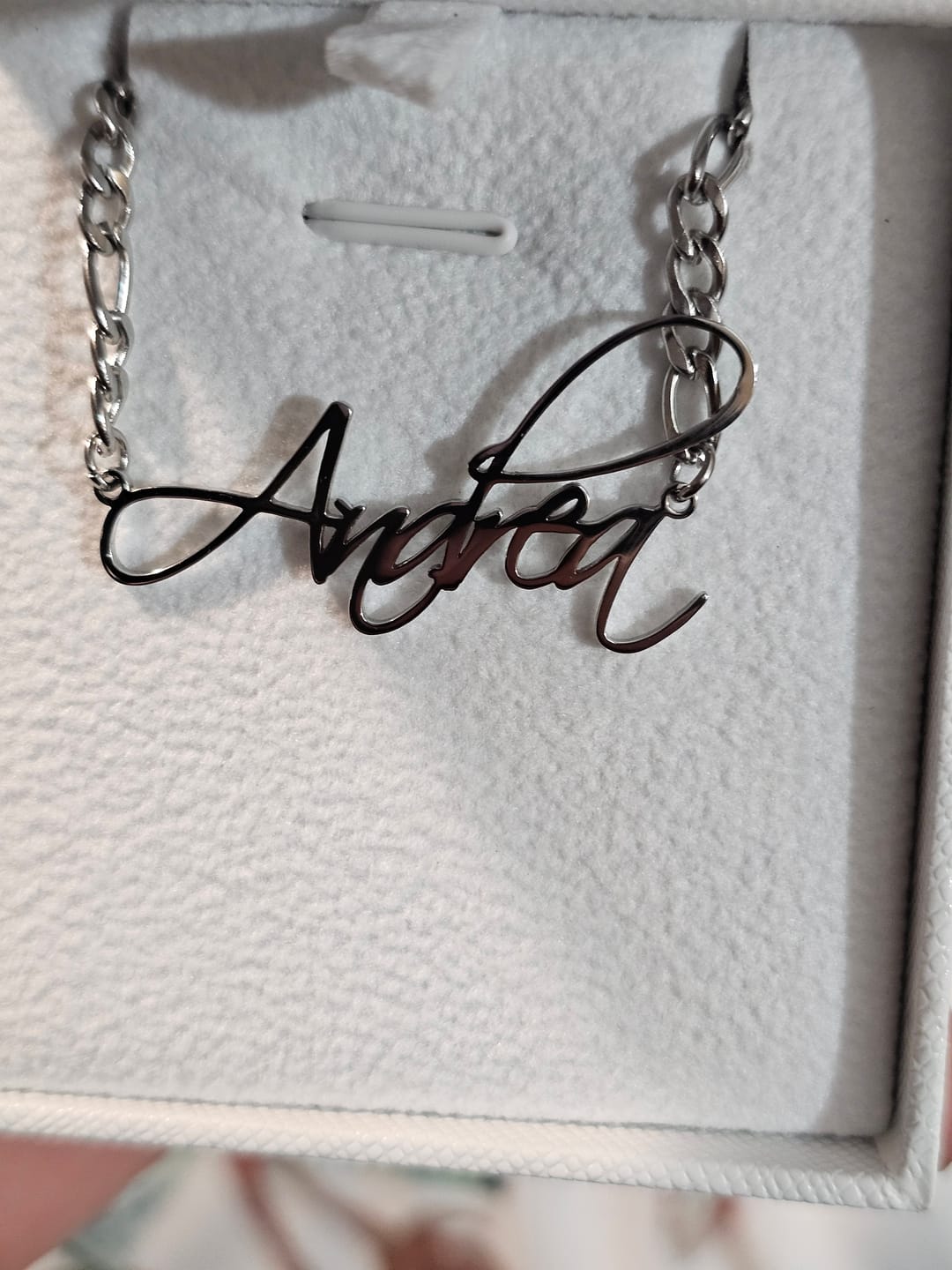 Customer photo review of Script Name Necklace