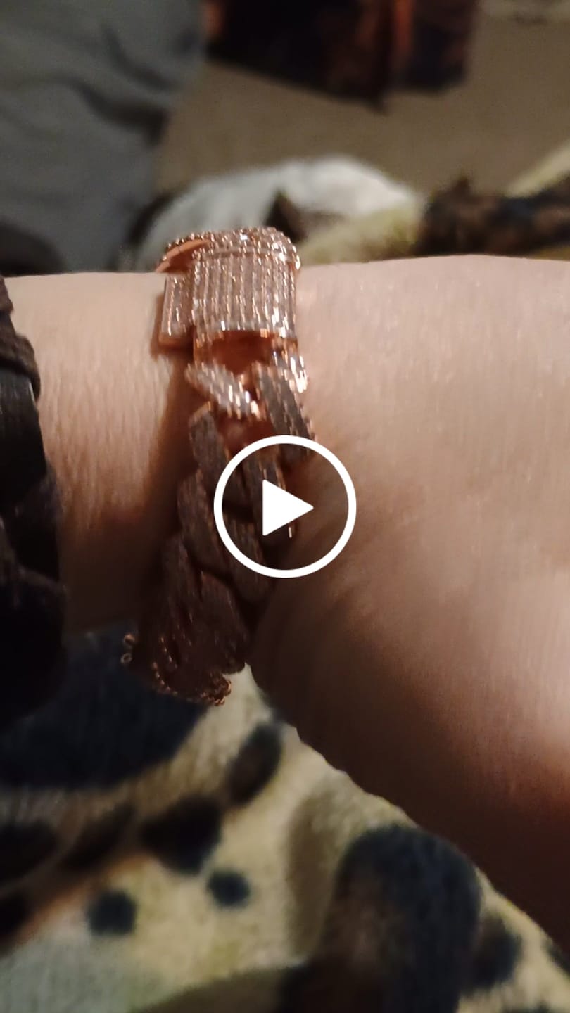 Customer video review of 12mm Iced Prong Cuban Link Bracelet