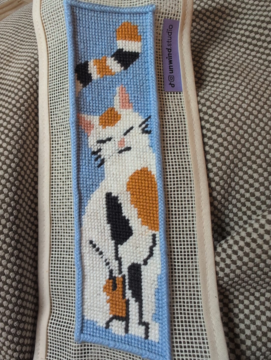 Customer photo review of The Great Catsby Bookmark Needlepoint Kit