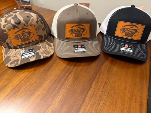 Customer photo review of Custom Leather Patch Hats Richardson CAMO Laser Engraved