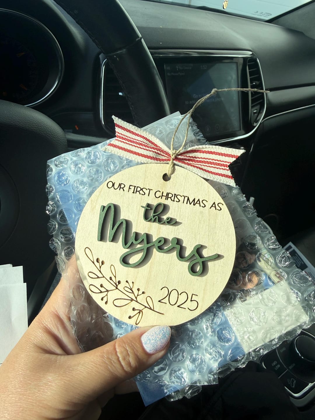 Customer photo review of Our First Christmas Married Ornament 2025