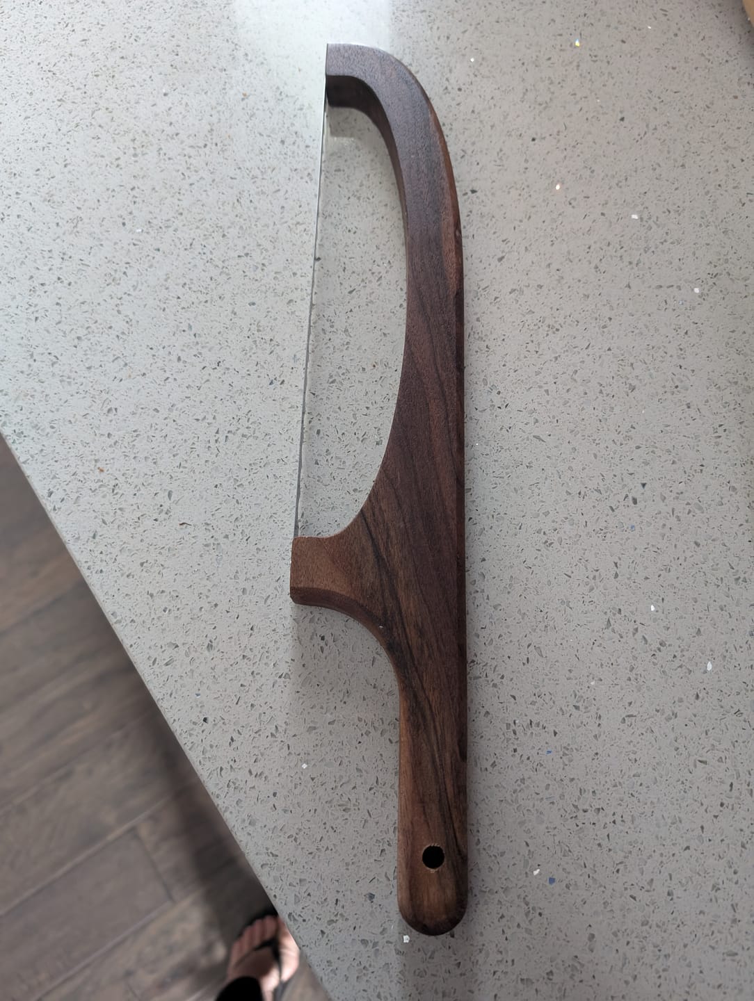 Customer photo review of 15.9X2.75" Bread Cutting Bow Knife 1 Acrylic Router Template