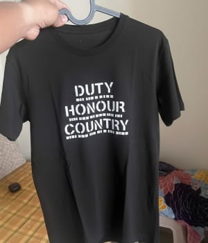 Customer photo review of Patriot’s Code Tshirt