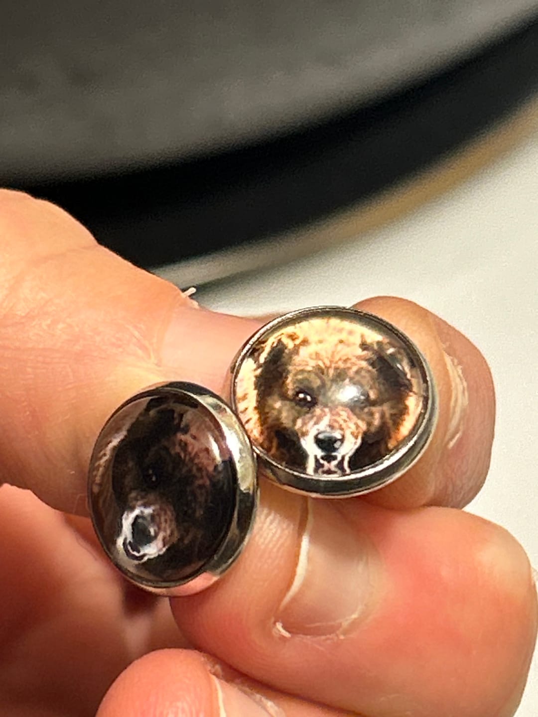 Customer photo review of Stainless Steel Photo Earrings