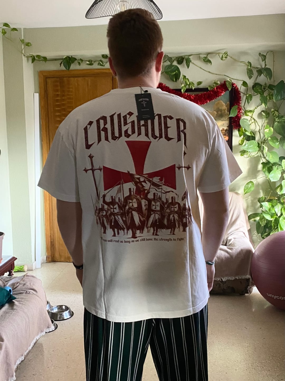 Customer photo review of Crusader March T-Shirt - White