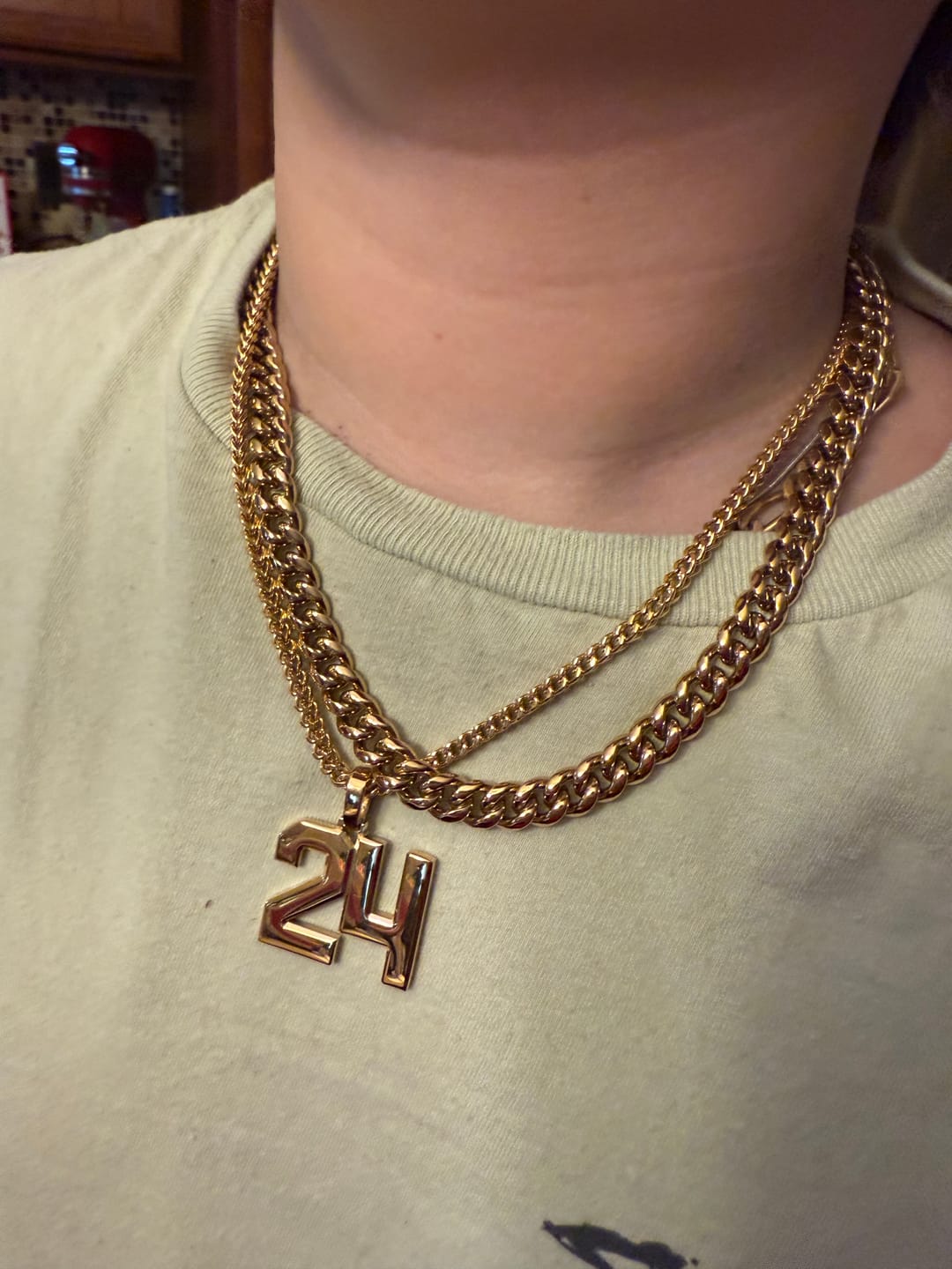 Customer photo review of Signature Jersey Number Pendant 18K Plated Gold