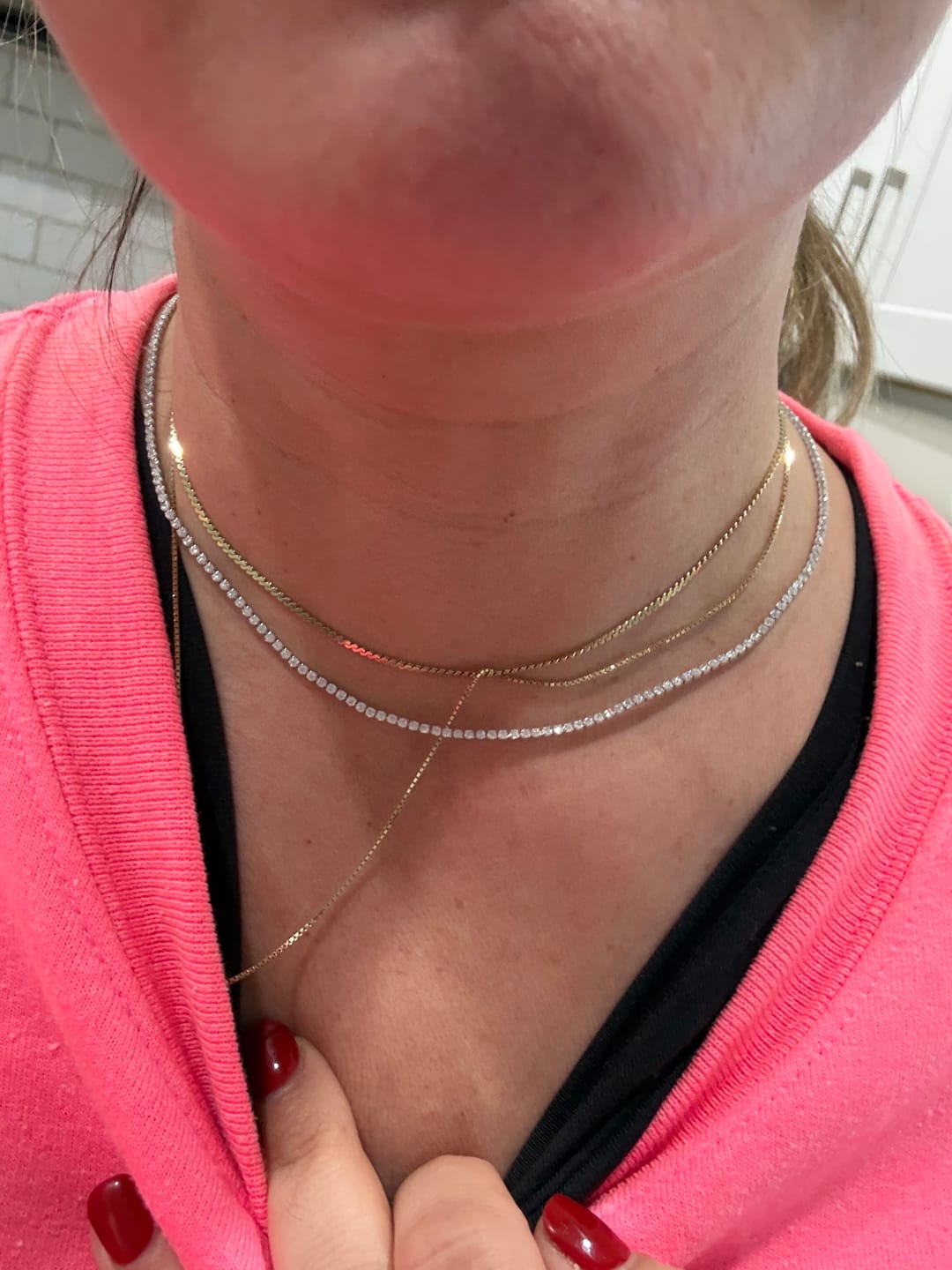 Customer photo review of Micro Tennis Chain - White Gold