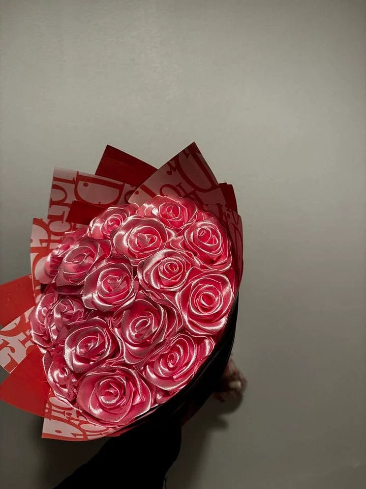 Customer photo review of Eternal Rose Bouquet - HandMade From Satin Ribbon | Valentines Couples Gift 1st Anniversary gift(Never Wither)
