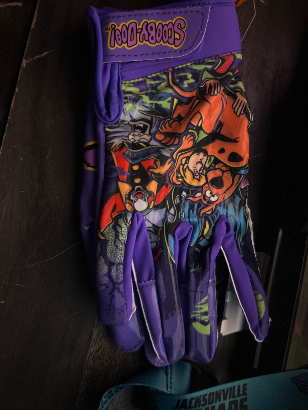 Customer photo review of Scooby-Doo 'Unmasked' Football Gloves - VPS1 by Phenom Elite