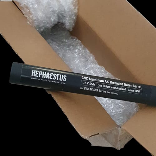 Customer photo review of Hephaestus CNC Aluminum Threaded Outer Barrel (12.5" Style / Type III Hard-coat Anodized / 14mm CCW) for GHK AK Series