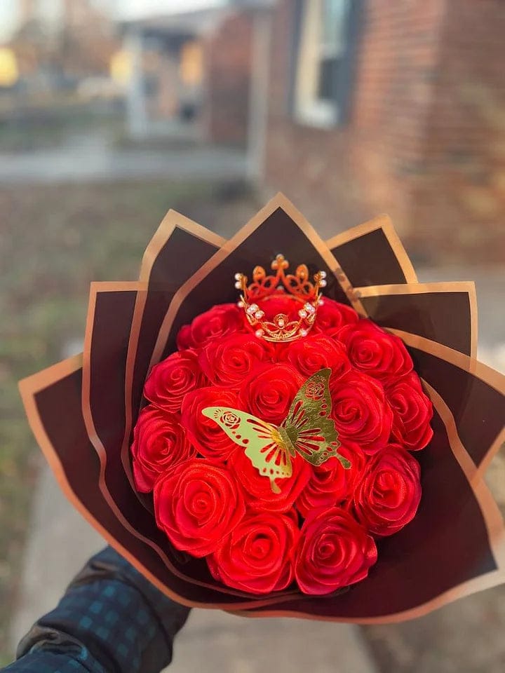 Customer photo review of Eternal Rose Bouquet - HandMade From Satin Ribbon | Valentines Couples Gift 1st Anniversary gift(Never Wither)