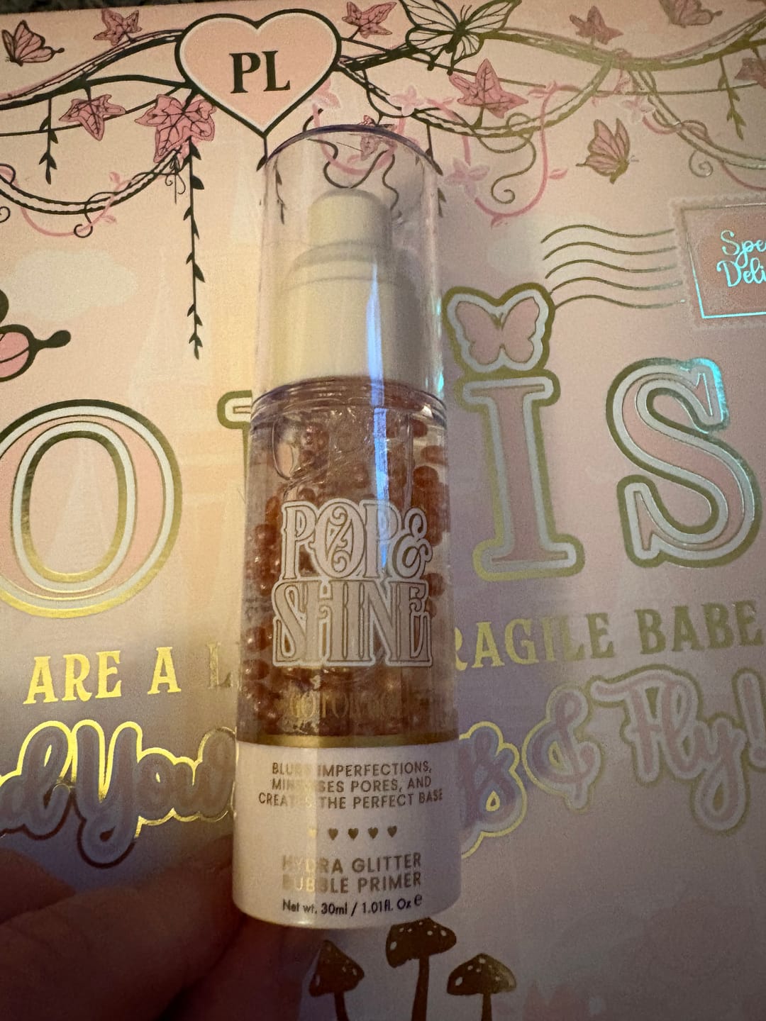 Customer photo review of P.Louise Pop & Shine Glitter Bubble Primer - Go For Gold
