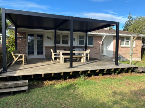 Customer photo review of Caspian Motorised Freestanding Louvre Roof Aluminium Pergola