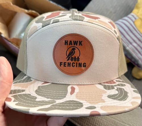 Customer photo review of Custom Leather Patch 7 Panel Trucker Hat - Richardson 168P