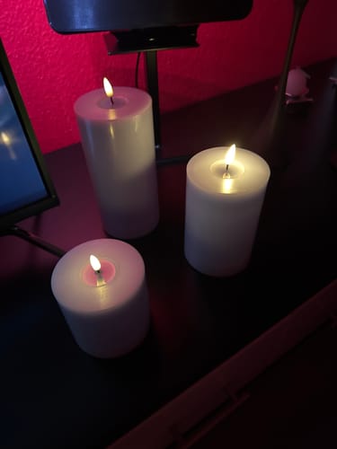 Customer photo review of LED Bloklys Ø 10 x 20 cm Støvet blå