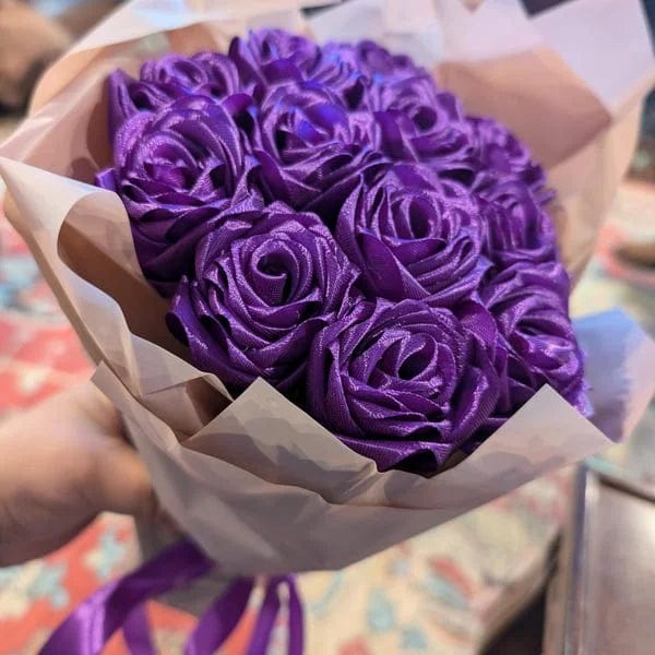Customer photo review of Eternal Rose Bouquet - HandMade From Satin Ribbon | Valentines Couples Gift 1st Anniversary gift(Never Wither)