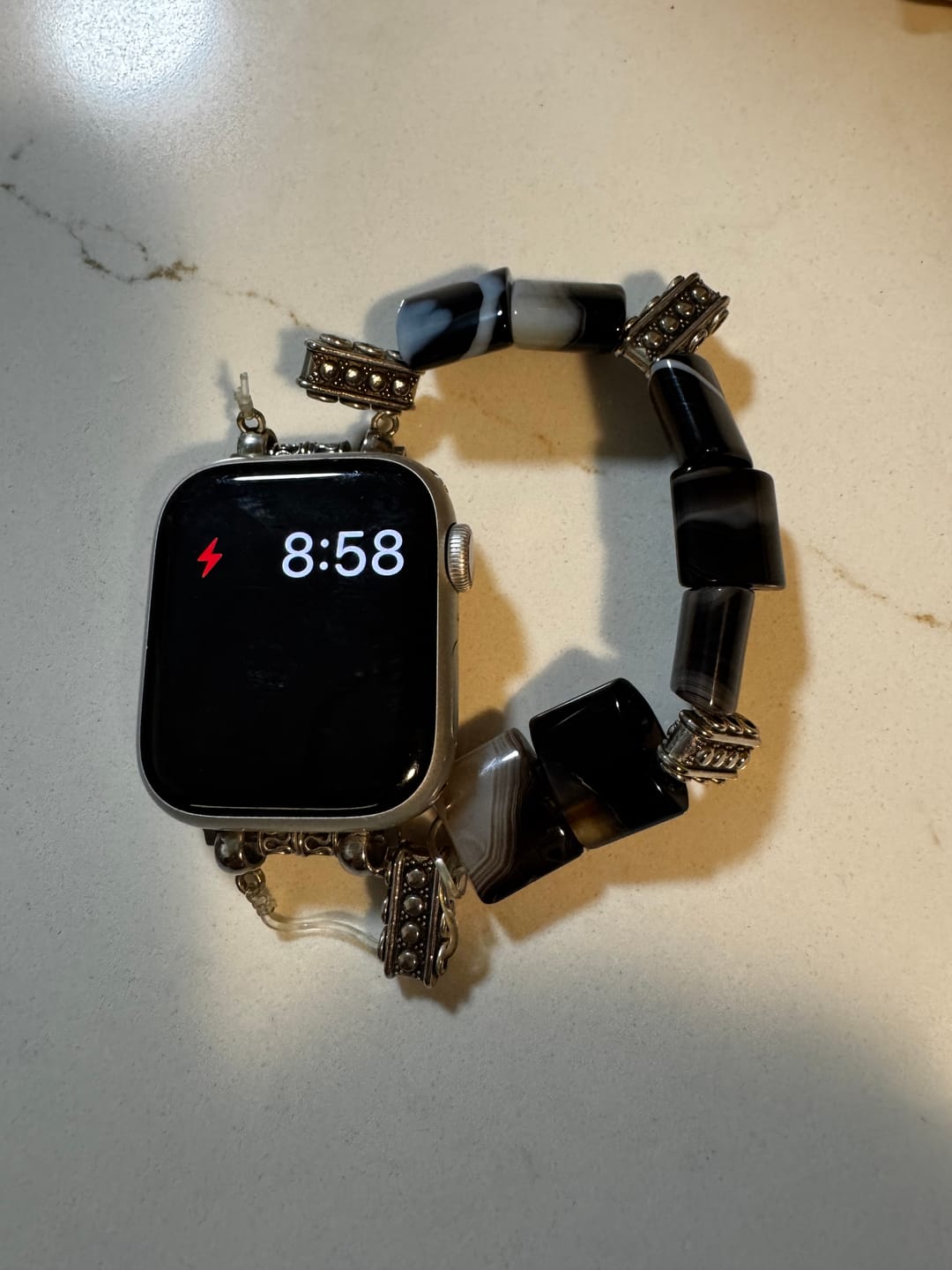 Customer photo review of Bohemian Noir Stretch Apple Watch Strap