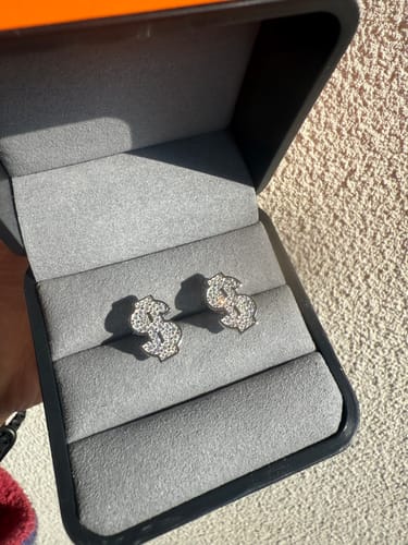 Customer photo review of S925 Moissanite Dollar Sign Stud Earrings - VVS1