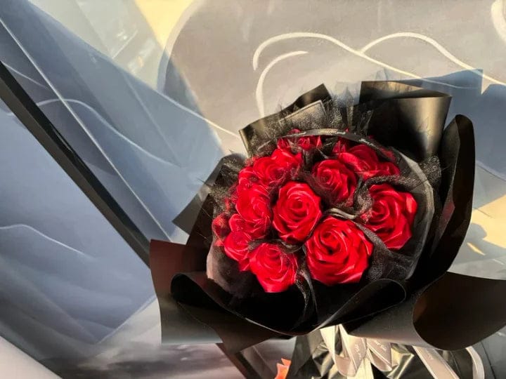 Customer photo review of Eternal Rose Bouquet - HandMade From Satin Ribbon | Valentines Couples Gift 1st Anniversary gift(Never Wither)
