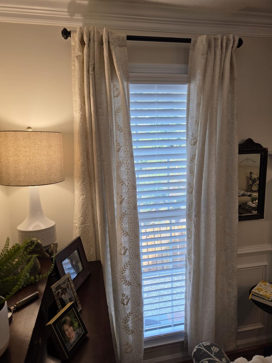 Customer photo review of Embroidered Floral Sheer Curtains