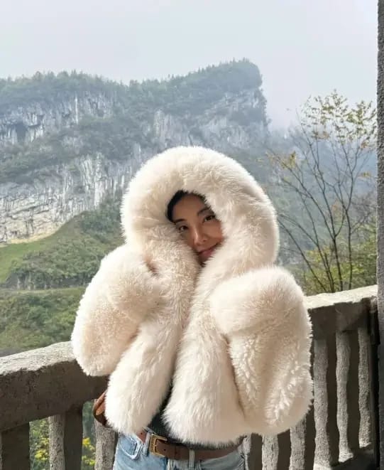 Customer photo review of Henna Faux Fur Jacket