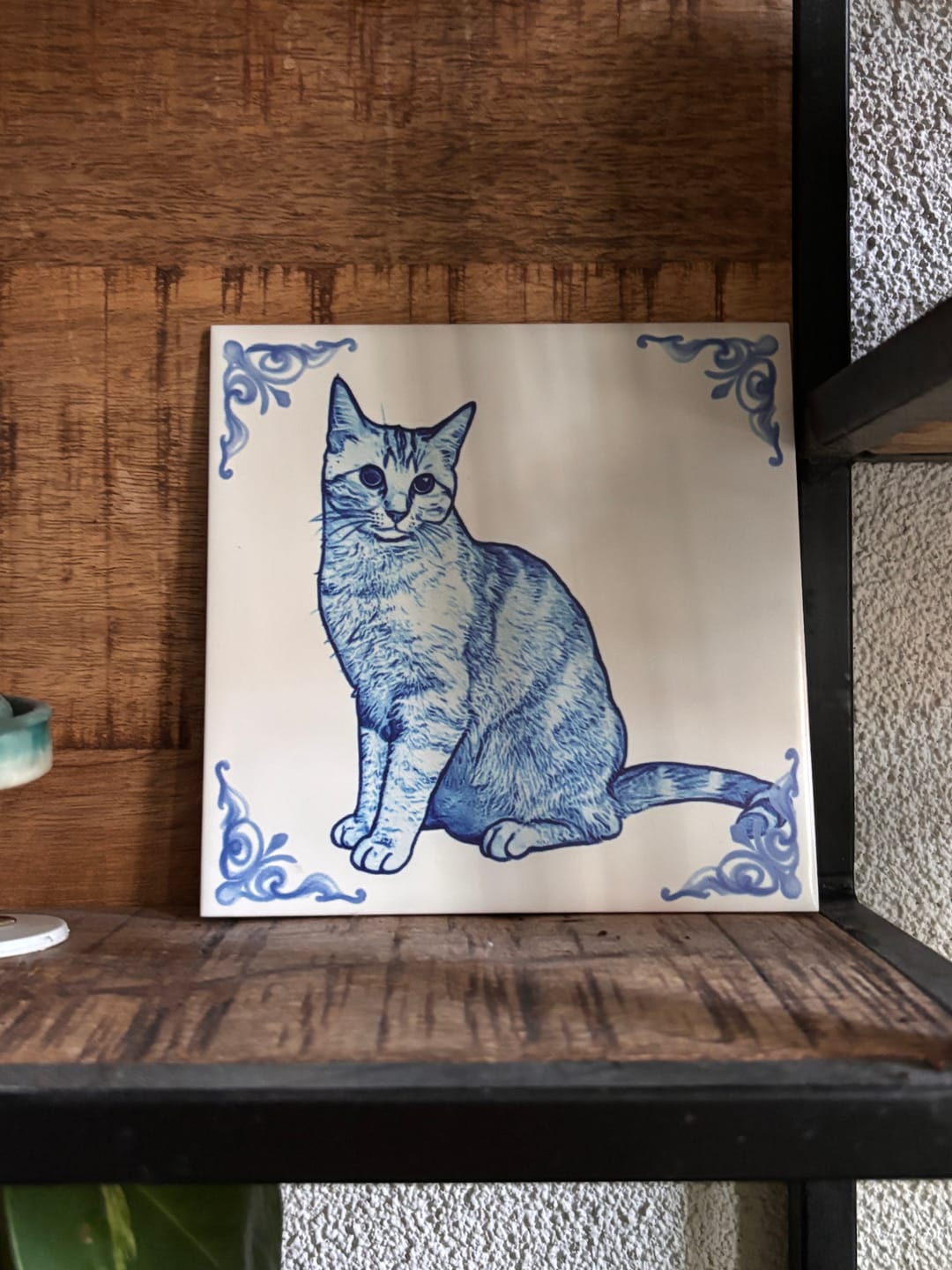 Customer photo review of Delfts Blauw tegeltje bedrukken met jouw eigen huisdier