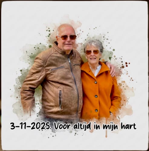 Customer photo review of Aquarel Portret op Tegel - Upload je eigen foto