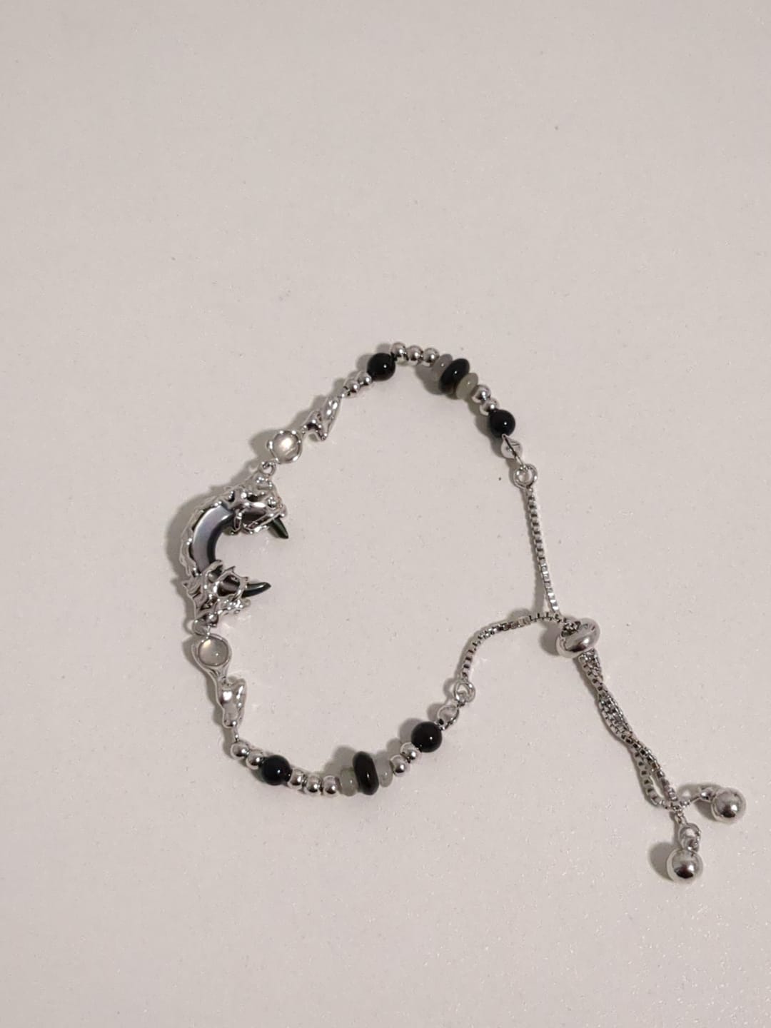 Customer photo review of "MYTH OF THE MOON" Platinum Plated Vintage Moon Charm Bead Bracelet