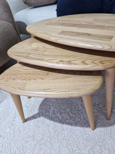 Customer photo review of 3'lü Zigon Sehpa - Masif Kestane Sehpa Takımı