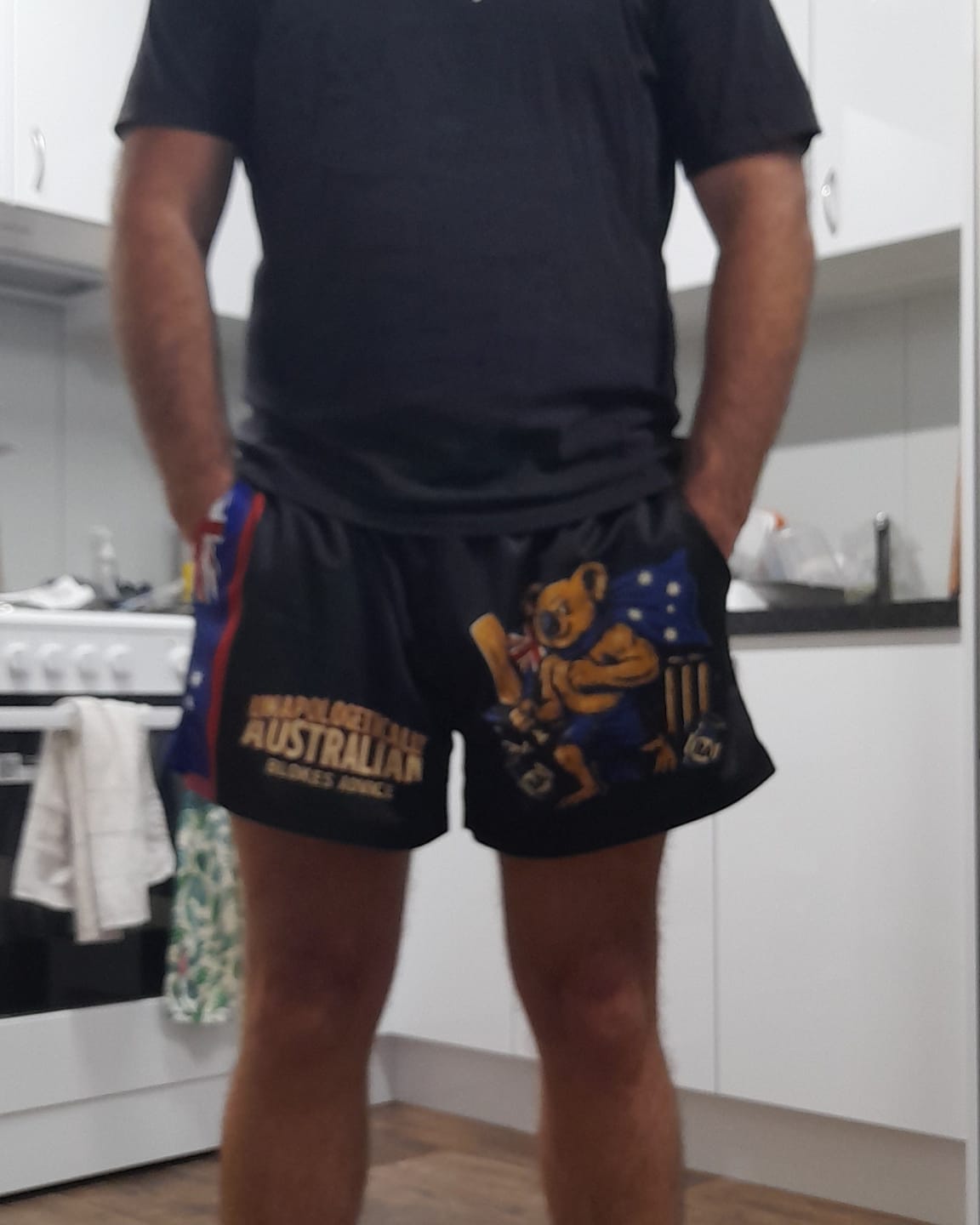 Customer photo review of Aussie As Footy Shorts