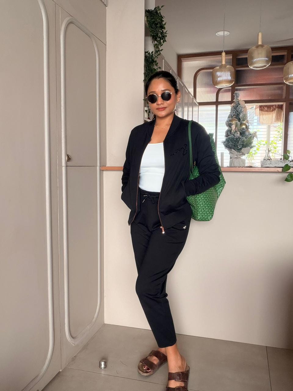 Customer photo review of iCotton Rhinestone Tapered Pants