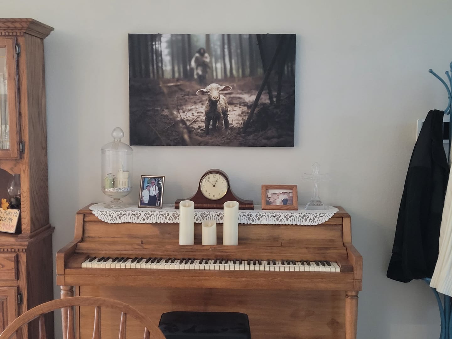 Customer photo review of Jesus Running After a Lost Lamb, Jesus and Lamb Picture, Wall Art Canvas