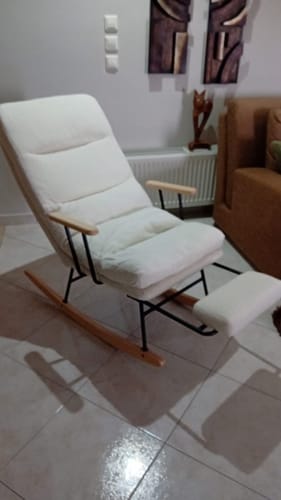Customer photo review of Πολυθρόνα Relax Κουνιστή Μαλακή Ρύθμιση Κλίσης Πλάτης με Υποπόδιο Ύφασμα Μπουκλέ LY-Y016W01