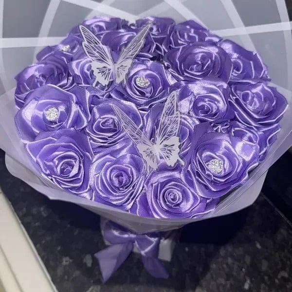 Customer photo review of Eternal Rose Bouquet - HandMade From Satin Ribbon | Valentines Couples Gift 1st Anniversary gift(Never Wither)