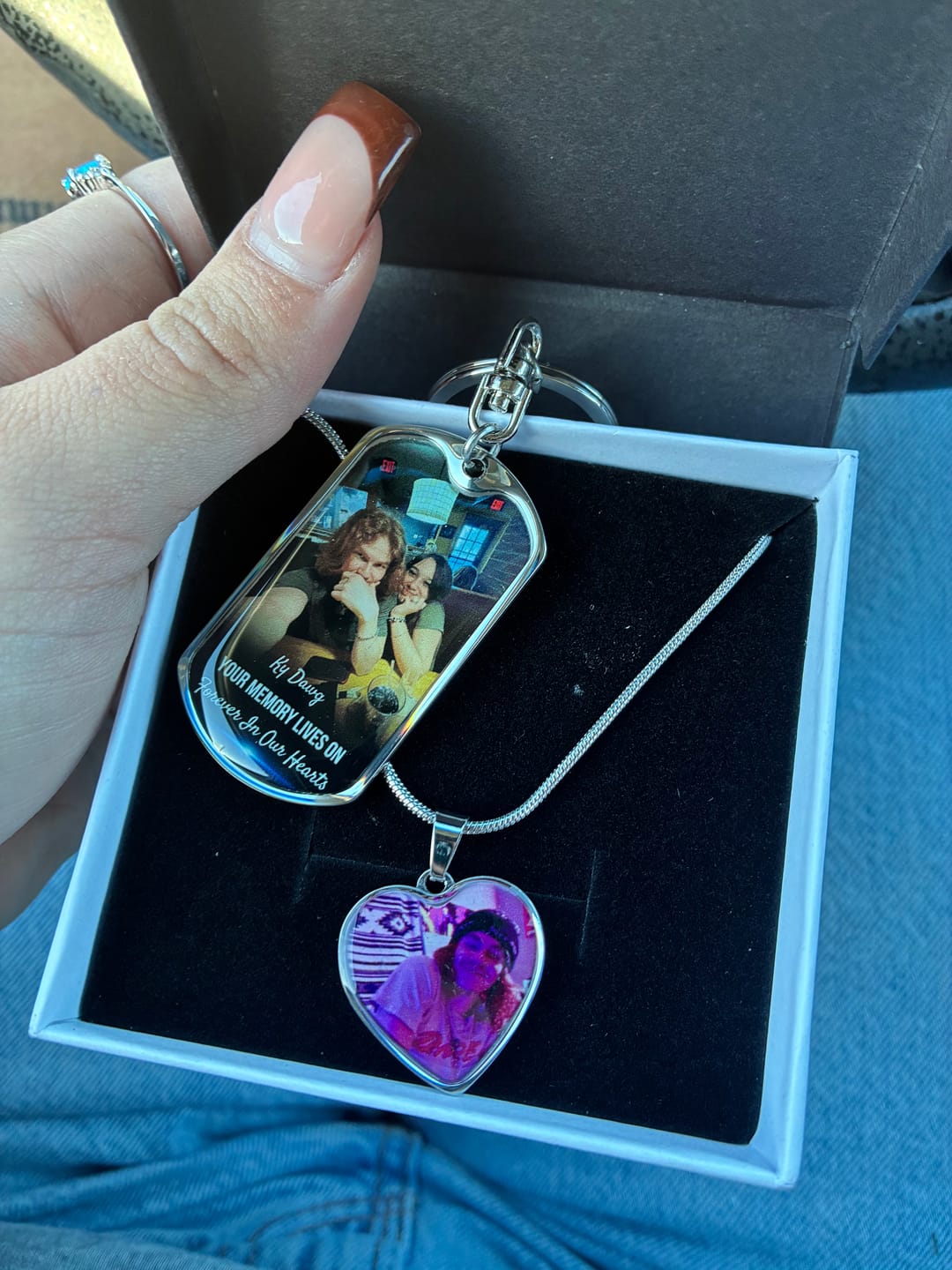 Customer photo review of Photo Engraved Necklace Memorial Gift (Manual Upload)