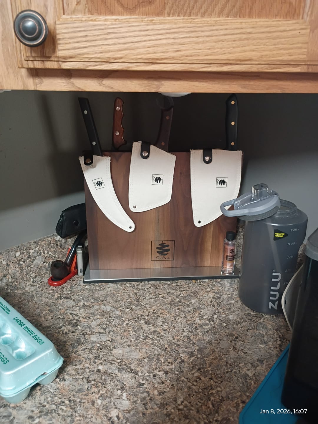 Customer photo review of Walnut Magnetic Knives Holder