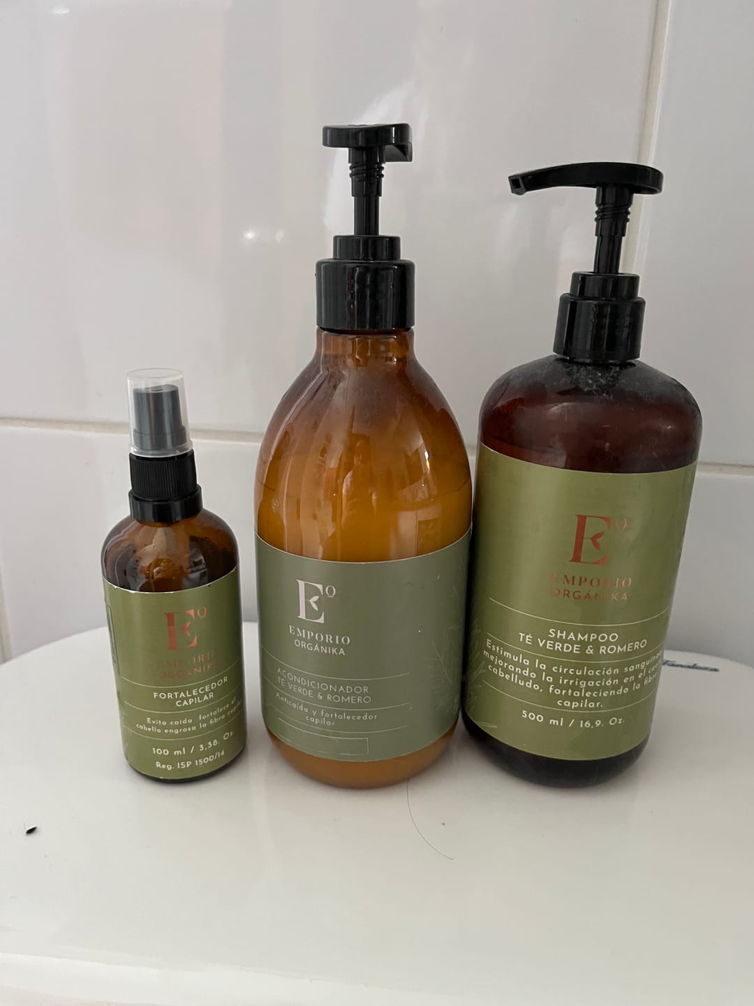 Customer photo review of PACK ANTICAÍDA – Shampoo + Acondicionador + Fortalecedor Capilar