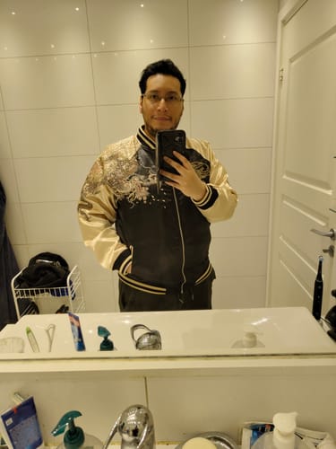 Customer photo review of Thousands Tide Dragon Sukajan Souvenir Bomber Jacket