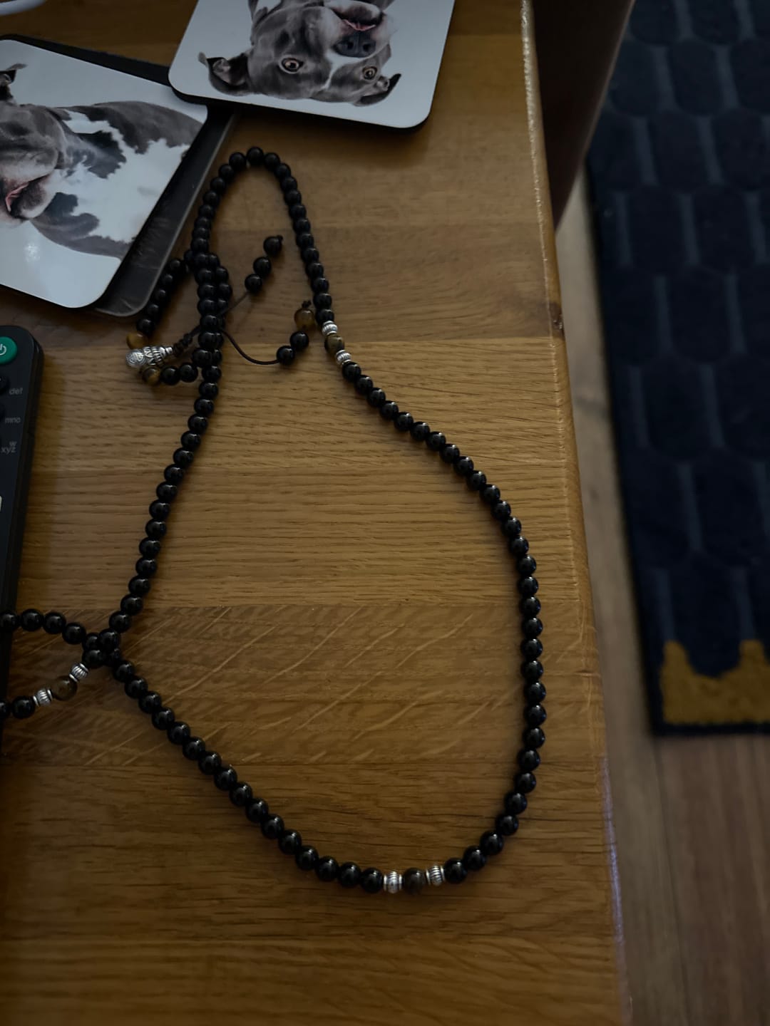 Customer photo review of Buddha Stones Black Obsidian Tiger Eye Blessing Mala Bracelet