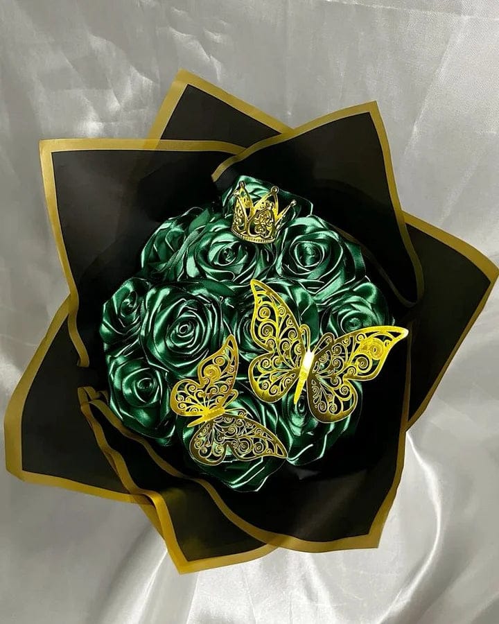 Customer photo review of Eternal Rose Bouquet - HandMade From Satin Ribbon | Valentines Couples Gift 1st Anniversary gift(Never Wither)