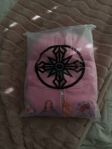 Customer photo review of Righteous Risen King Zip Up Hoodie Pink