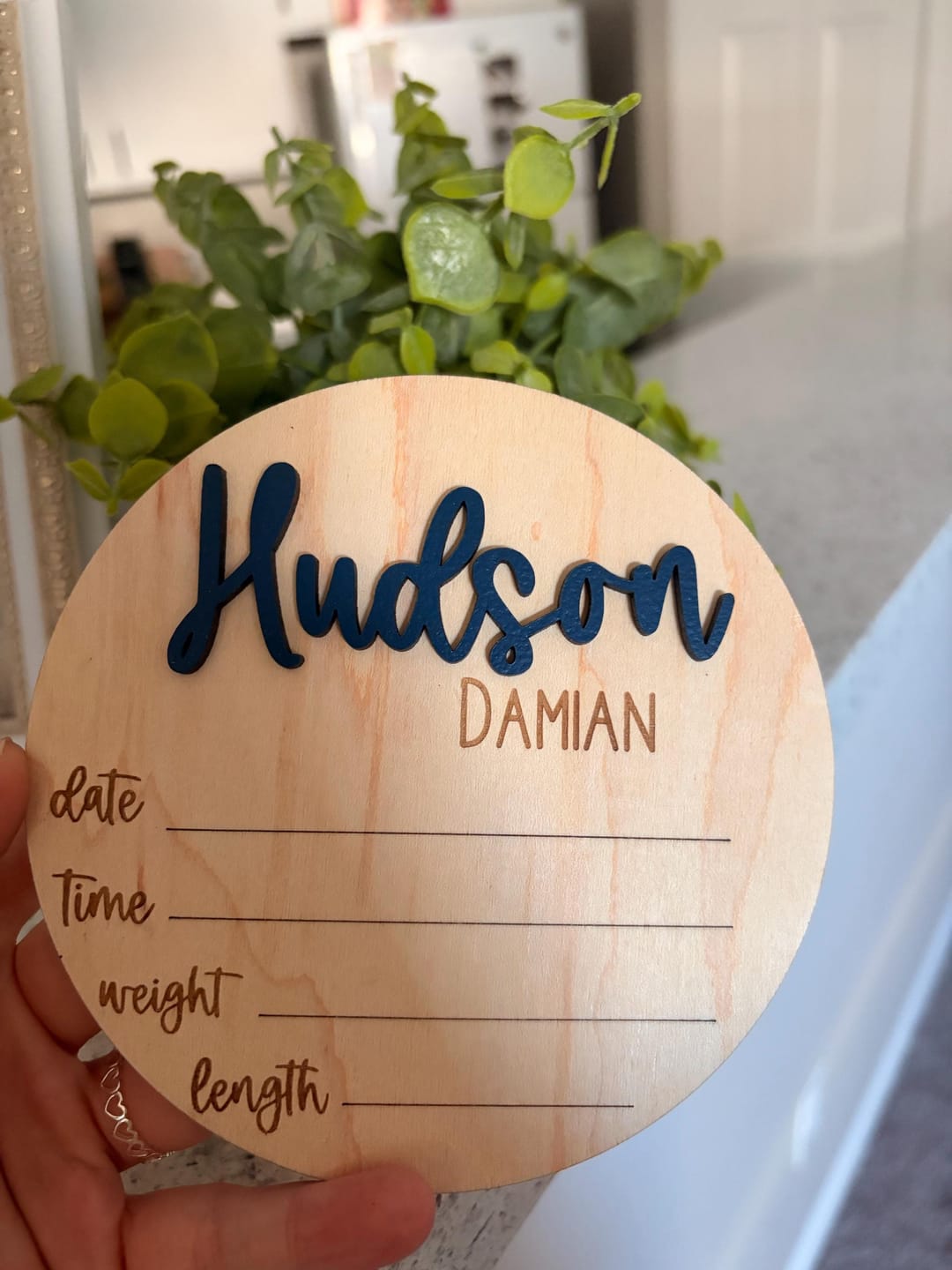 Customer photo review of Baby Name Announcement Sign with Stats
