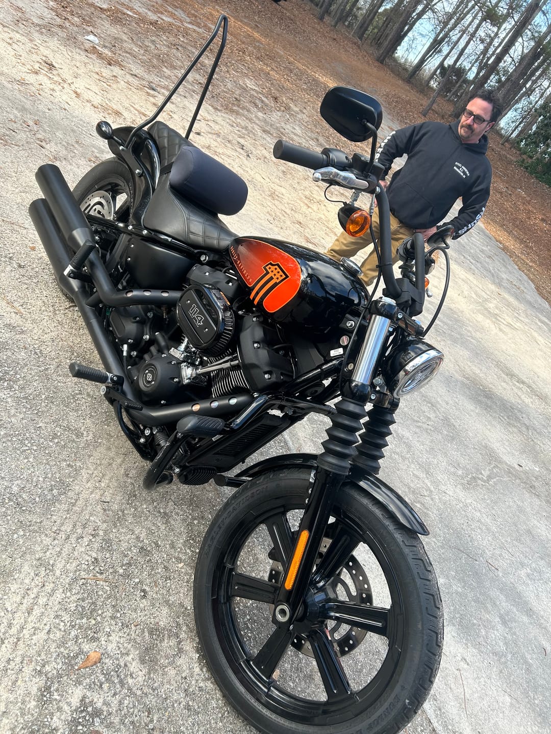 Customer photo review of Iron Born Blade 25" Sissy Bar for Harley Softail Street Bob Matte Black
